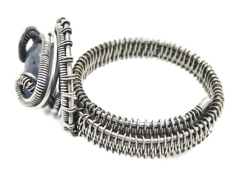 Adjustable Blue Kyanite Wire-Wrapped Ring in Sterling Silver