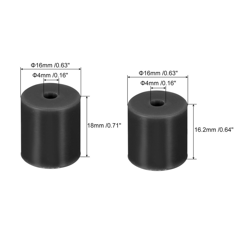 16mm/18mm 3D Printer Heat Bed Parts, Silicone Solid Bed Mounts,Black 2set