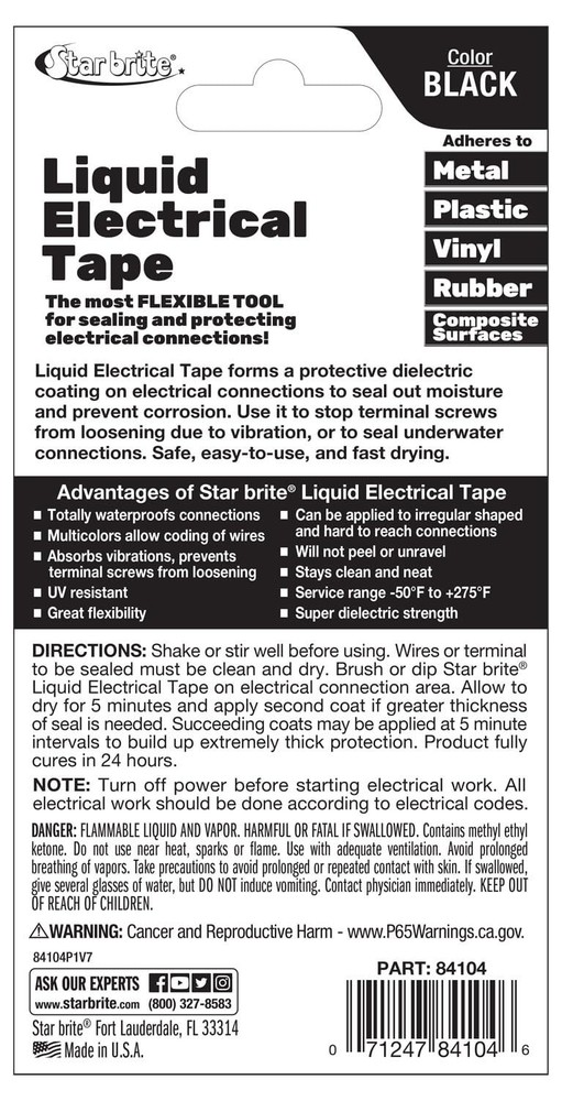 Liquid Electrical Tape with Applicator Brush Cap Black4 OZ. (084104B)