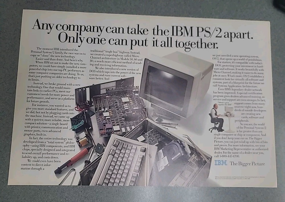 IBM PS/2 Computer Print Ad 1988 16x11 Great To Frame