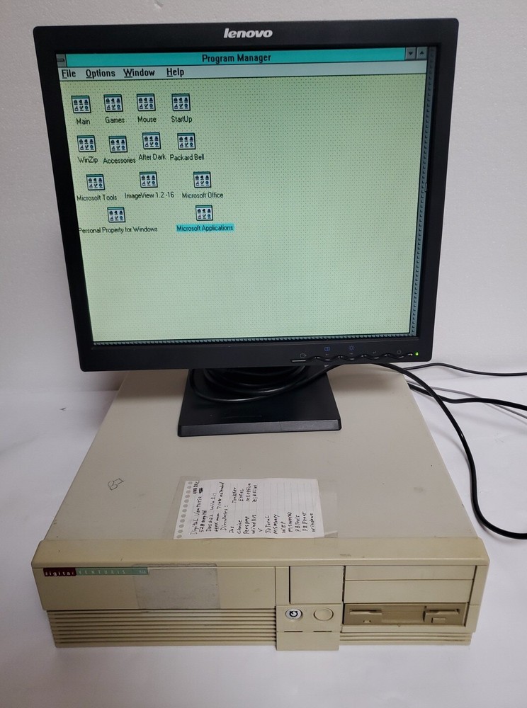 Digital Venturis 466 Computer DEC 854WW, Powers On & Boots Win 3.1 -AS IS *READ