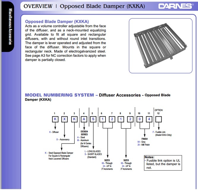 9x9 Carnes opposed blade dampers