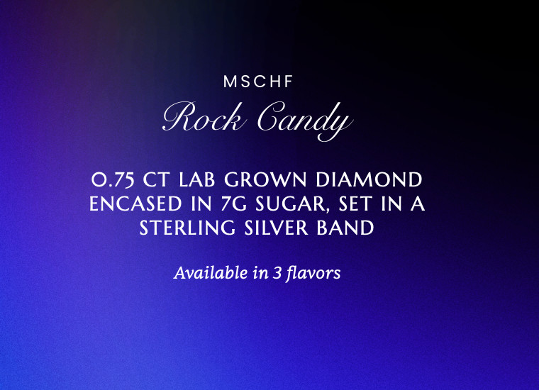 MSCHF LAB GROWN .75 DIAMOND ROCK CANDY RING BLUE RASPBERRY COTTON SIZE 9 IN HAND