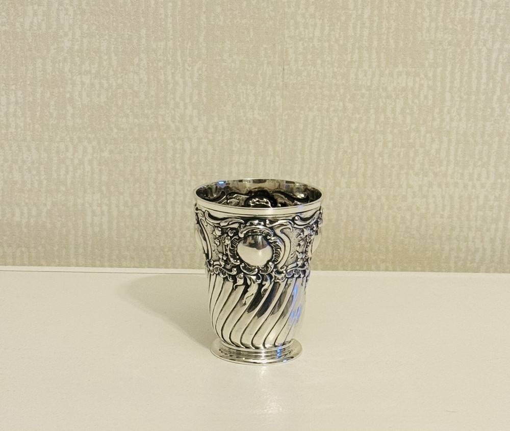 Antique Decorative German .800 Grade Silver Beaker, Circa 1900