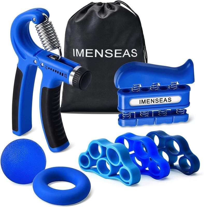 IMENSEAS Grip Strength Trainer 7 Pack Adjustable Hand Gripper, Finger Navy