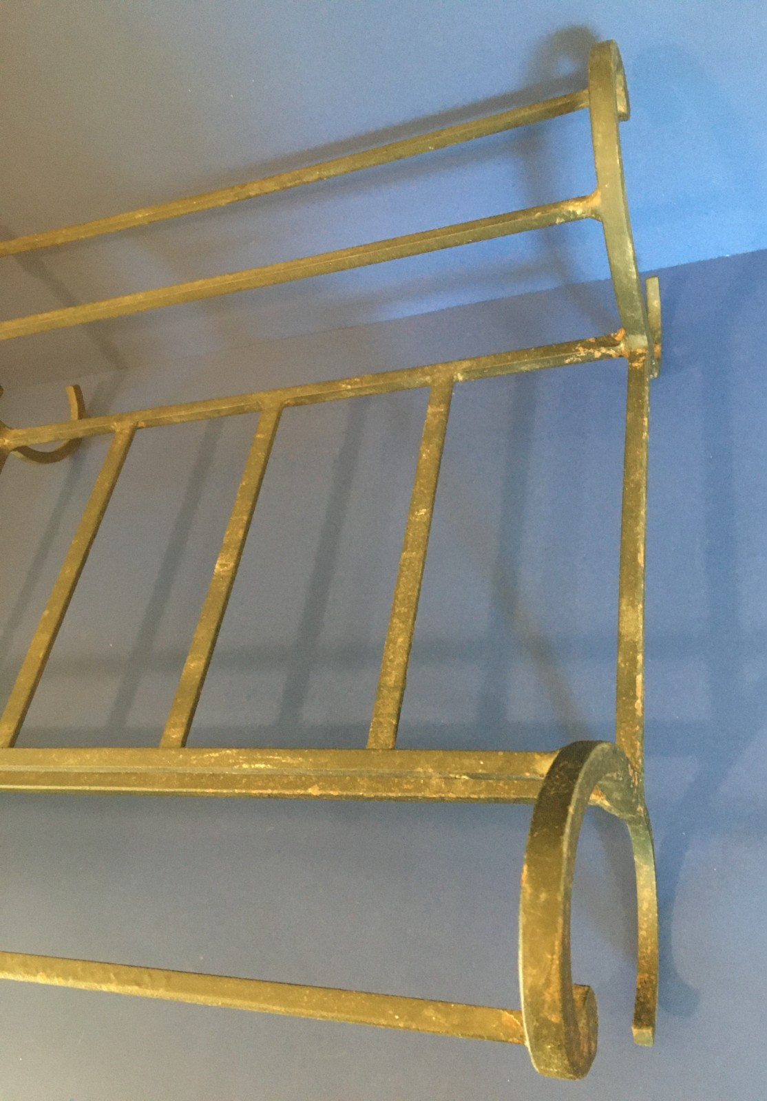 c.2000 ❅Black Rod Iron❅ Vintage Fireplace ~POTTERY BARN~ 18" Log Holder ☆SONOMA☆