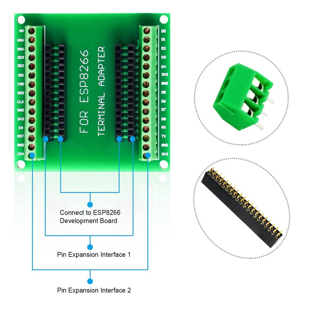 ESP8266 Breakout Board 2 PCS GPIO 1 into 2 for ESP-12E Development Board