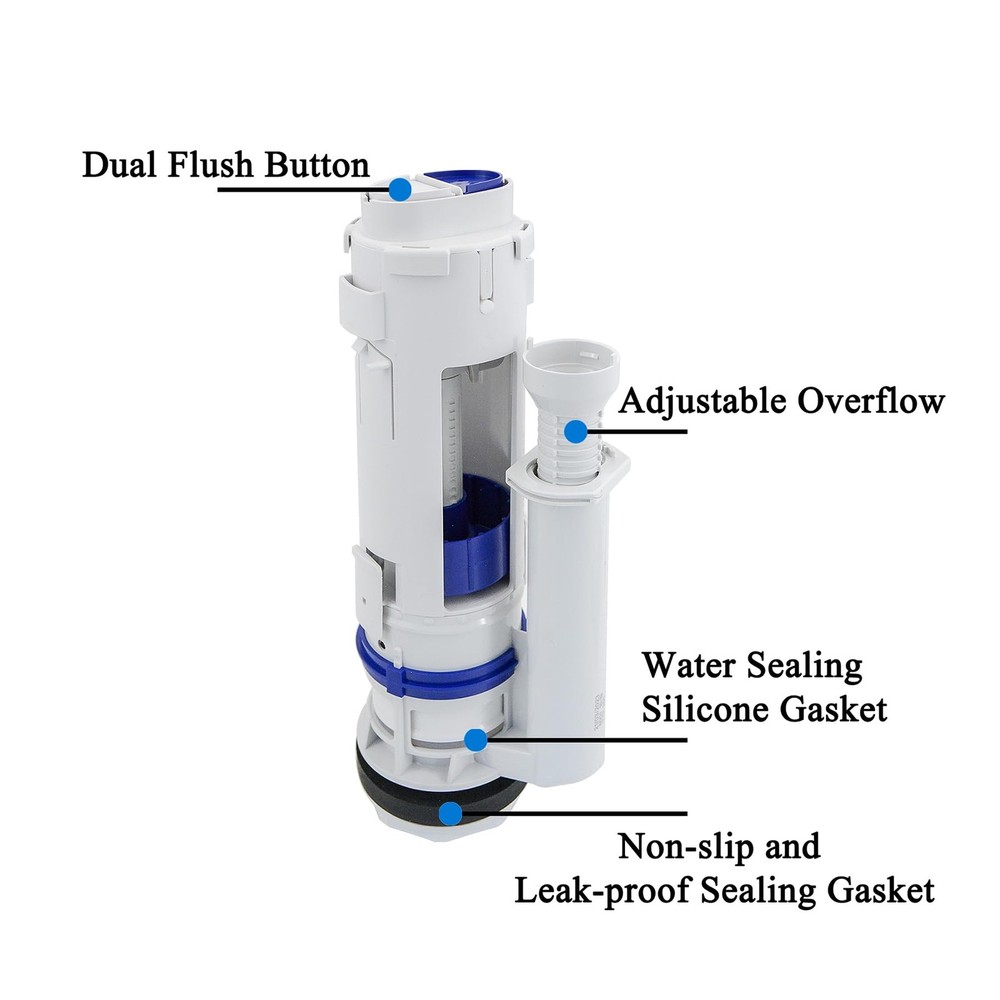 Lychee Light Dual Flush Valve & Push Button Replacement Parts and Assembly...