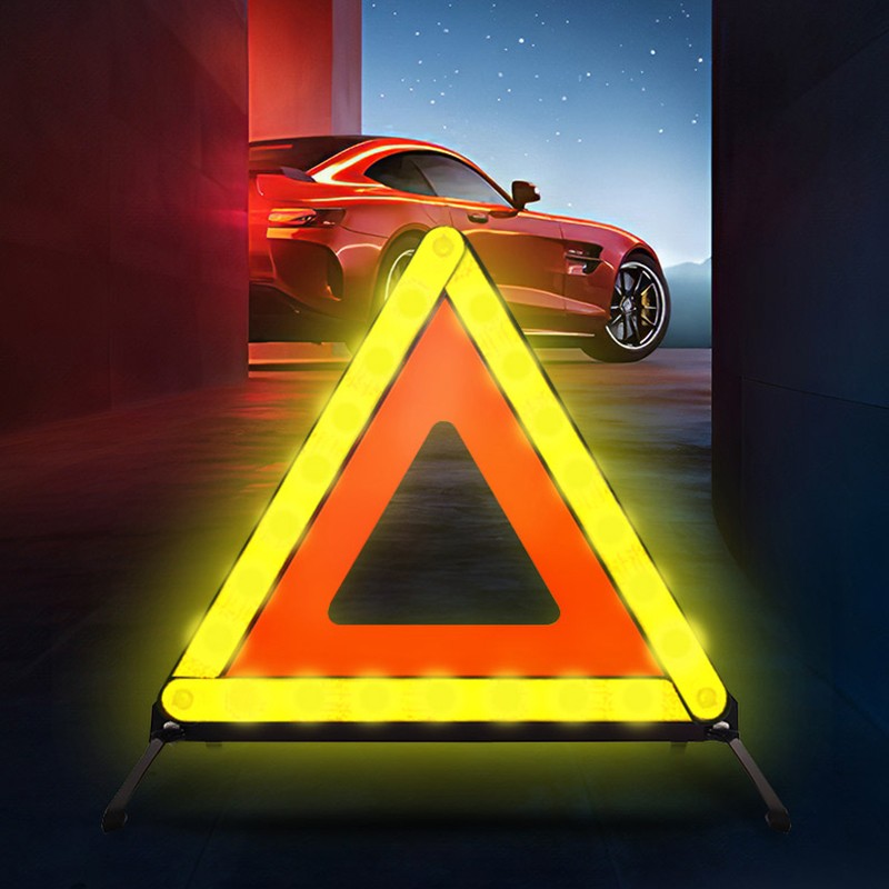 17in Safety Reflective Triangles DOT Approved, 3 Pack Foldable Warning Triangles