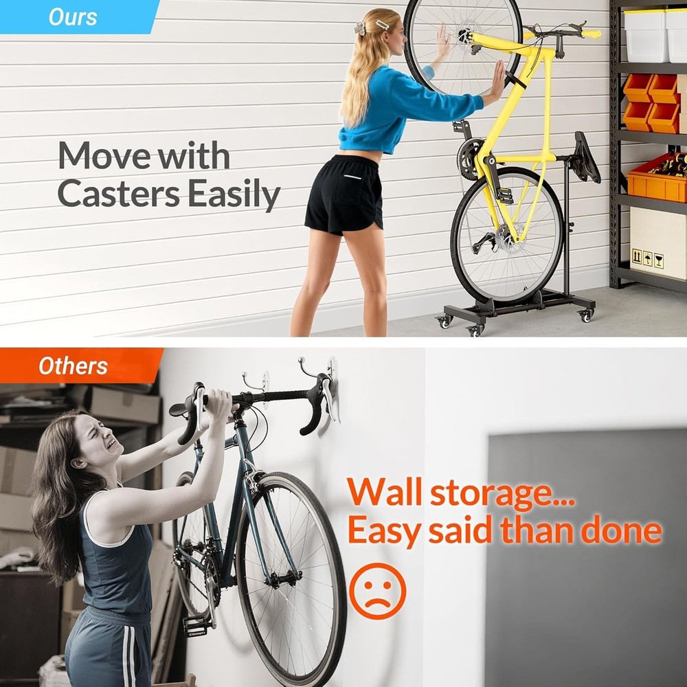 Compact Bike Storage Solution - Adjustable Height for Apartments and Garages
