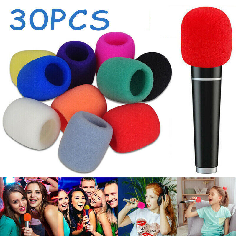 30Pcs Handheld Microphone Windshield Wind Shield Sponge Foam Cover Thicken