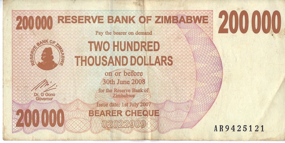 Banknote Zimbabwe P49 200000 Dollars 2007
