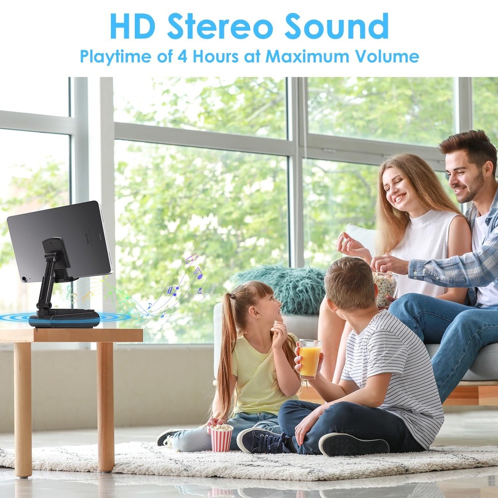 Multi-Angle Adjustable Mobile Phone Holder with Built-in Bluetooth Speaker, S...