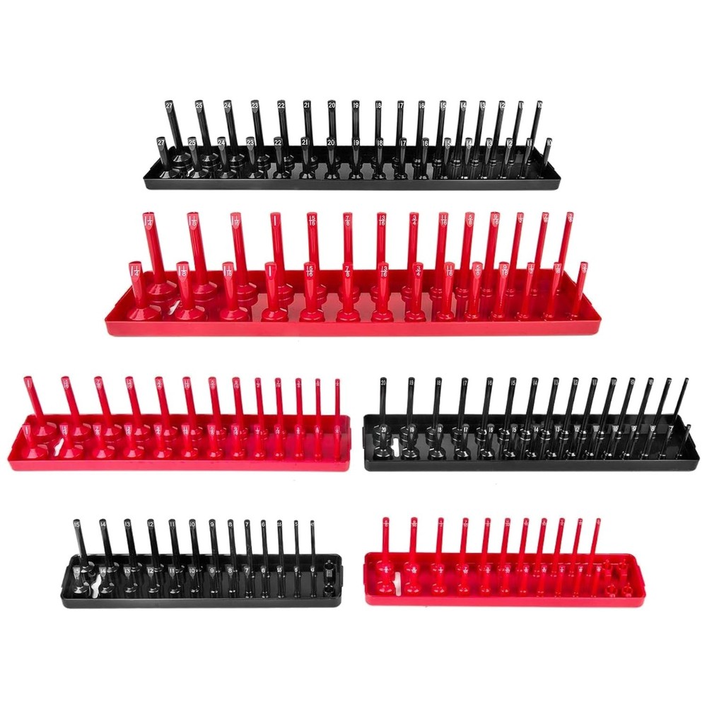 Durable 6PCS Socket Storage Trays Set - Clear Size Labels for Effortless Access
