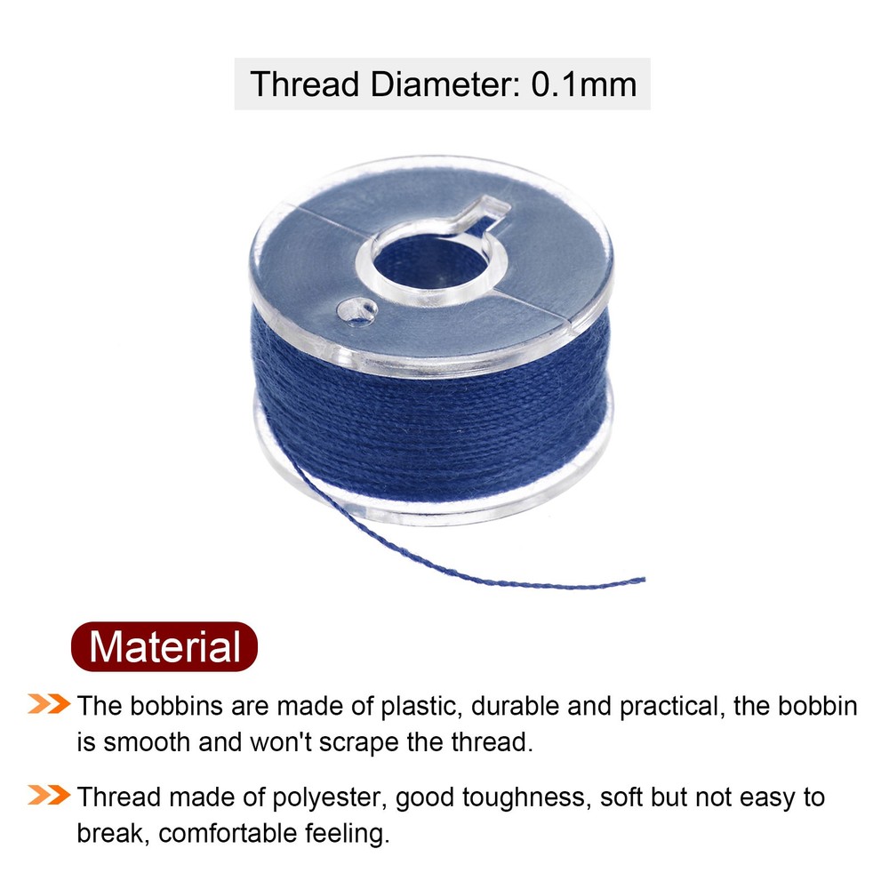 25pcs Prewound Sewing Bobbin Thread with Storage Plastic Case Navy Blue