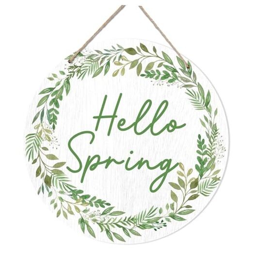 Hello Spring Door Decor, Easter Welcome Spring Sign For Green hello spring