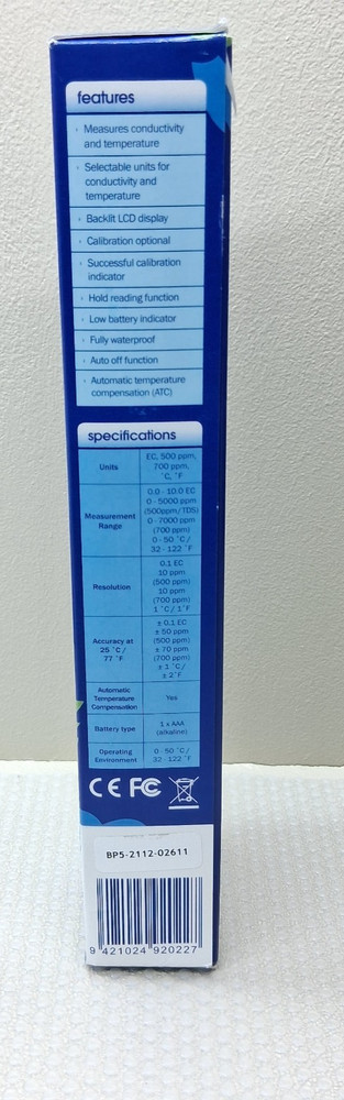 Bluelab Conductivity Pen 1 Button Unit Change PPM & EC & Temperature NEW