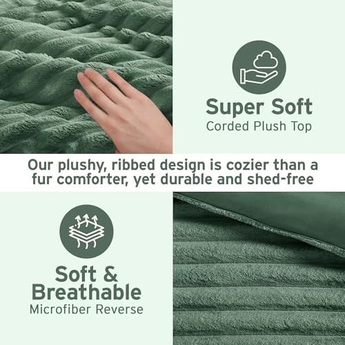 King Comforter Set, Cozy Plush Bedding, Microfiber King/Cal King Green