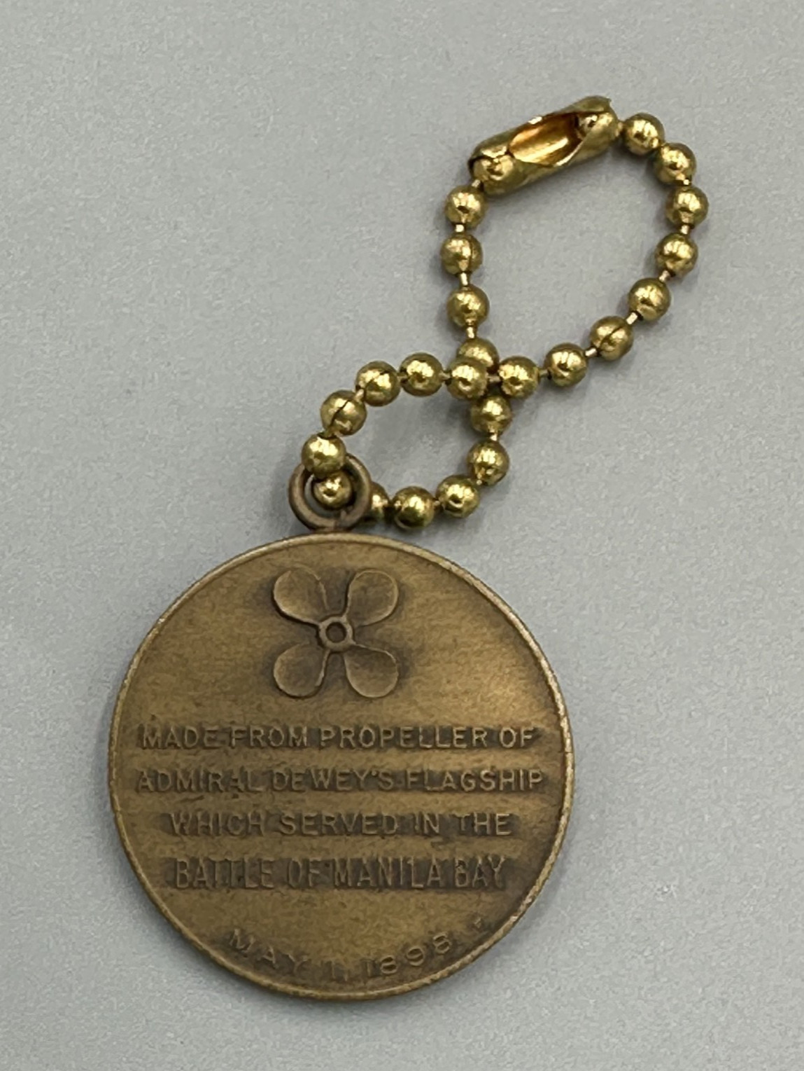 USS OLYMPIA BATTLE SHIP Manilla ADMIRAL DEWEY Flagship Propeller TOKEN Keychain