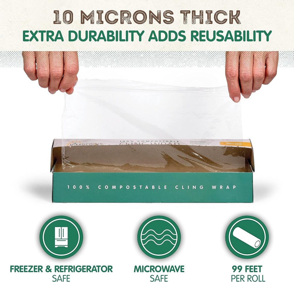 Compostable plastic wrap – 99ft x 12inch roll