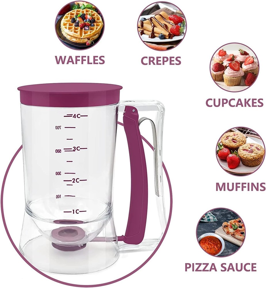 Pancake Cupcake Batter Dispenser, Bakeware Maker with Measuring Label, Perfec...