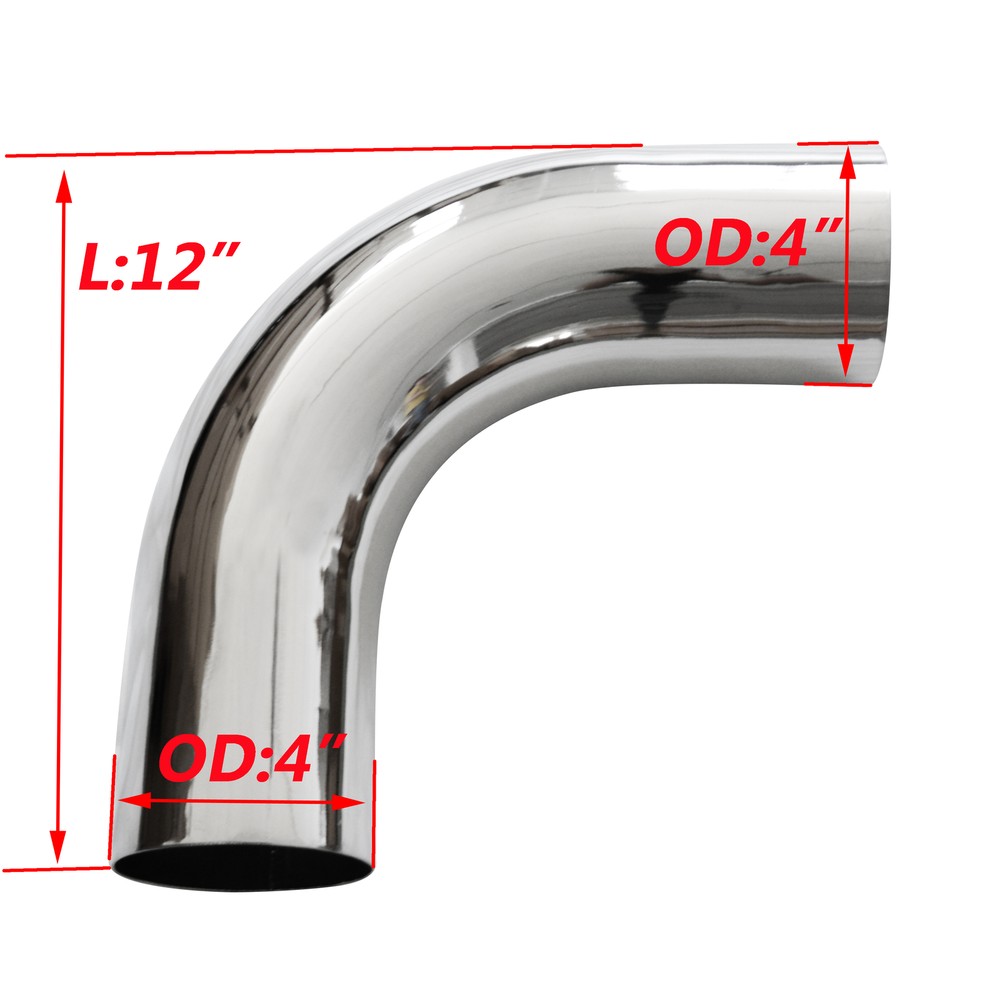 BOZZ 4" OD/OD Chrome 90° Elbow