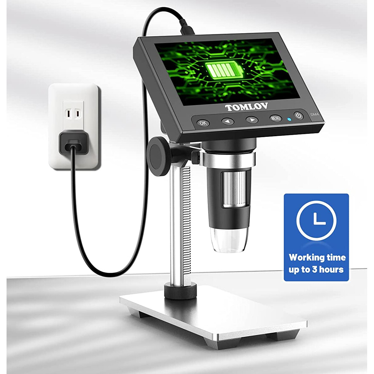 TOMLOV DM4 Digital Microscope 1000X 4.3" Screen 32G Coin Microscope Video/Photo