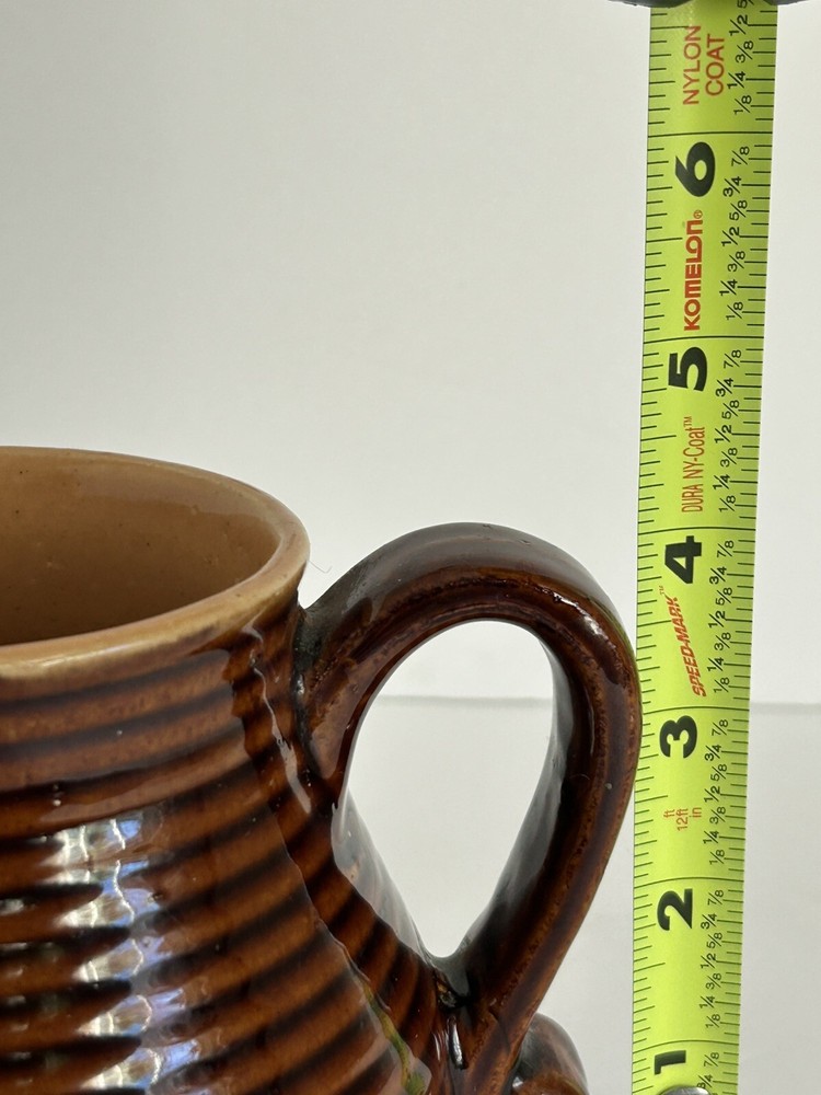 Vintage Brown Rubel Ring Ceramic Pitcher #4028P Lighter Inside Unique
