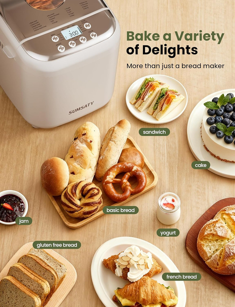 Bread Maker, 2.2LB 16-In-1 Bread Machine, Automatic Bread Maker Machine with Non