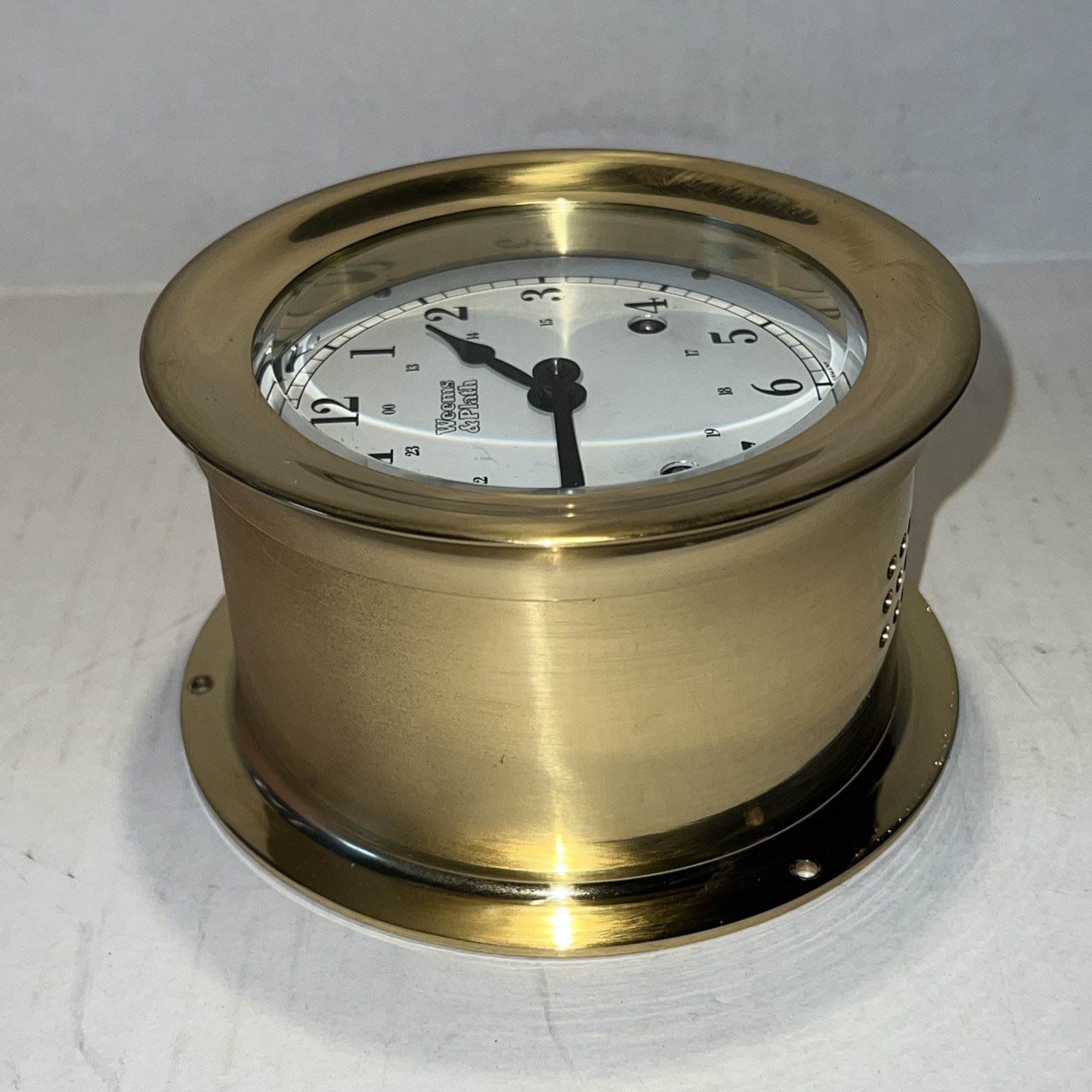 Weems & Plath Atlantis 8-Day Ships Bell Clock 200200 Brass 2002 + Box/Papers/Key