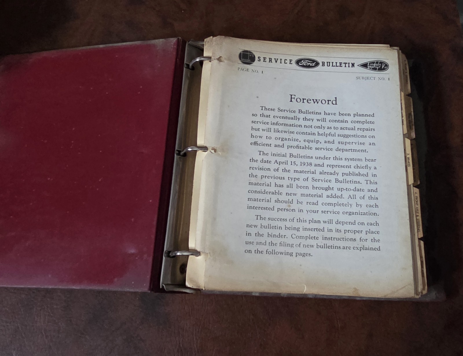 Hardcover Lincoln Zephyr Owners Club Service Bulletins In Spiral Binder