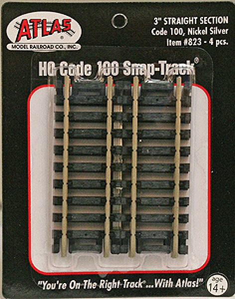 Atlas HO Scale Code 100 3" Straight 4-Pack Model Train Track