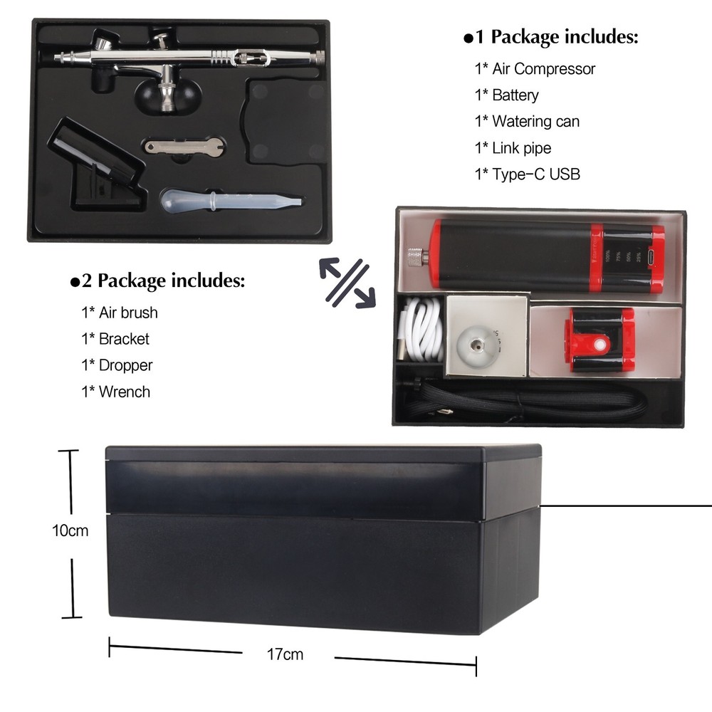 Portable Upgraded Dual-Action Extra Battery Airbrush kit with Compressor-Replace