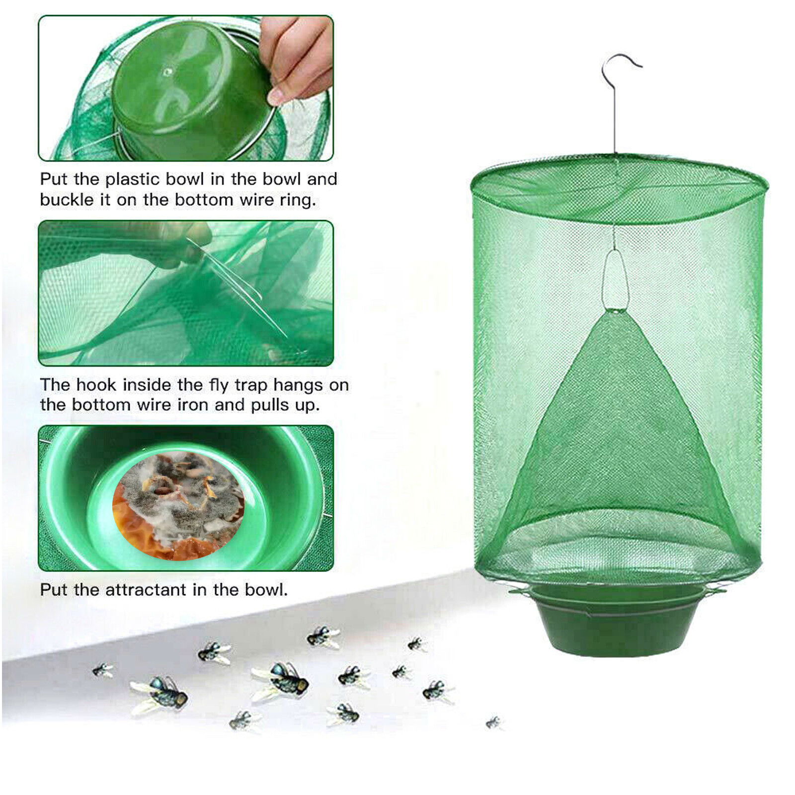 200X Ranch Fly Trap Reusable Hanging Fly Traps Outdoor Flay Catcher Cage Net Lot