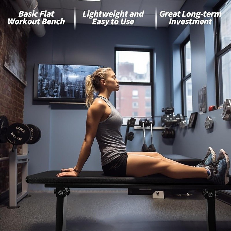 Foldable Flat Workout Bench Adjustable Weight Training Home Gym 600lbs New