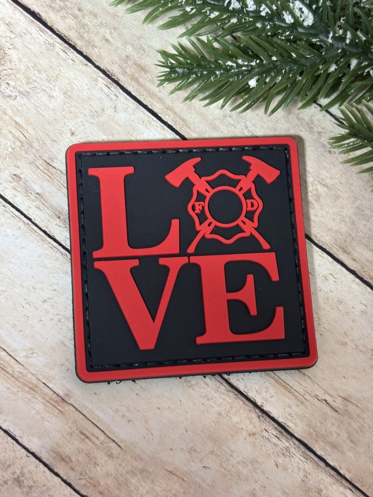 PVC Tactical Patch, USA Thin Red Line Flag Patch, Morale LoveFirefighter Patch