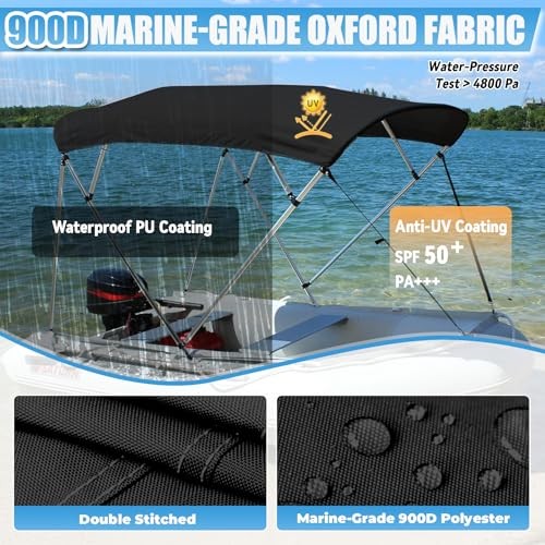 4 Bow Bimini Top Replacement Canvas with Stern Light Hole and Storage Boot,