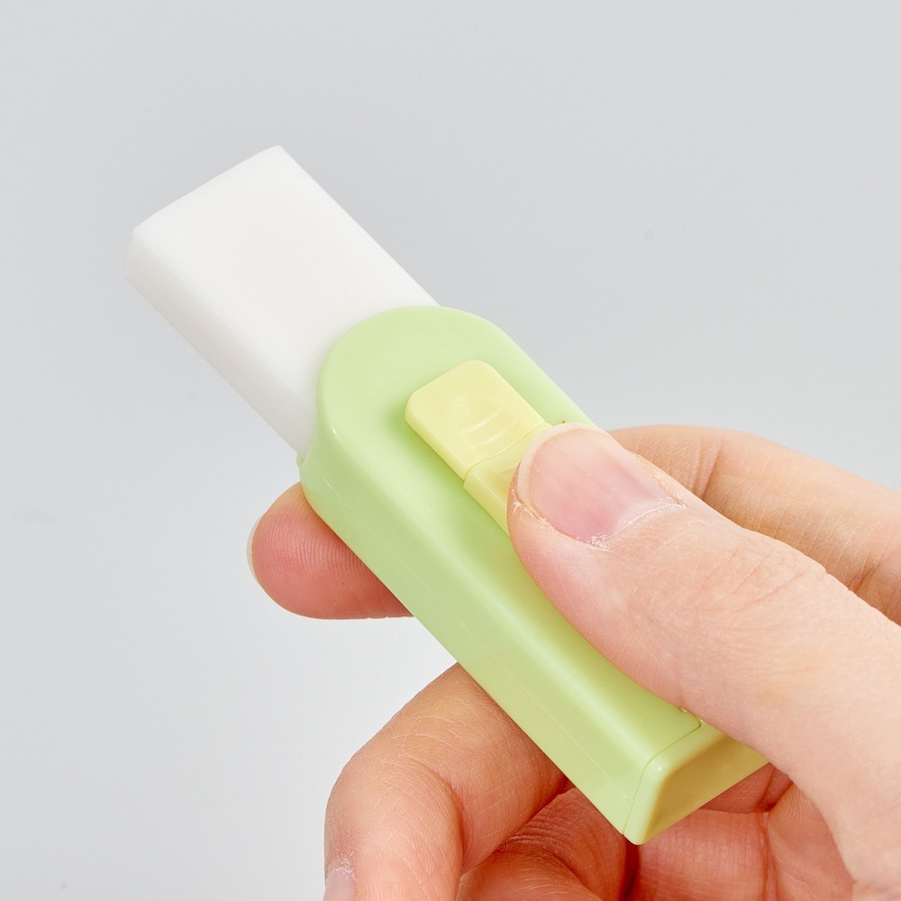 Push Slide Eraser with Extra Refill, Retractable Soft Rubber with Lock Mechanism