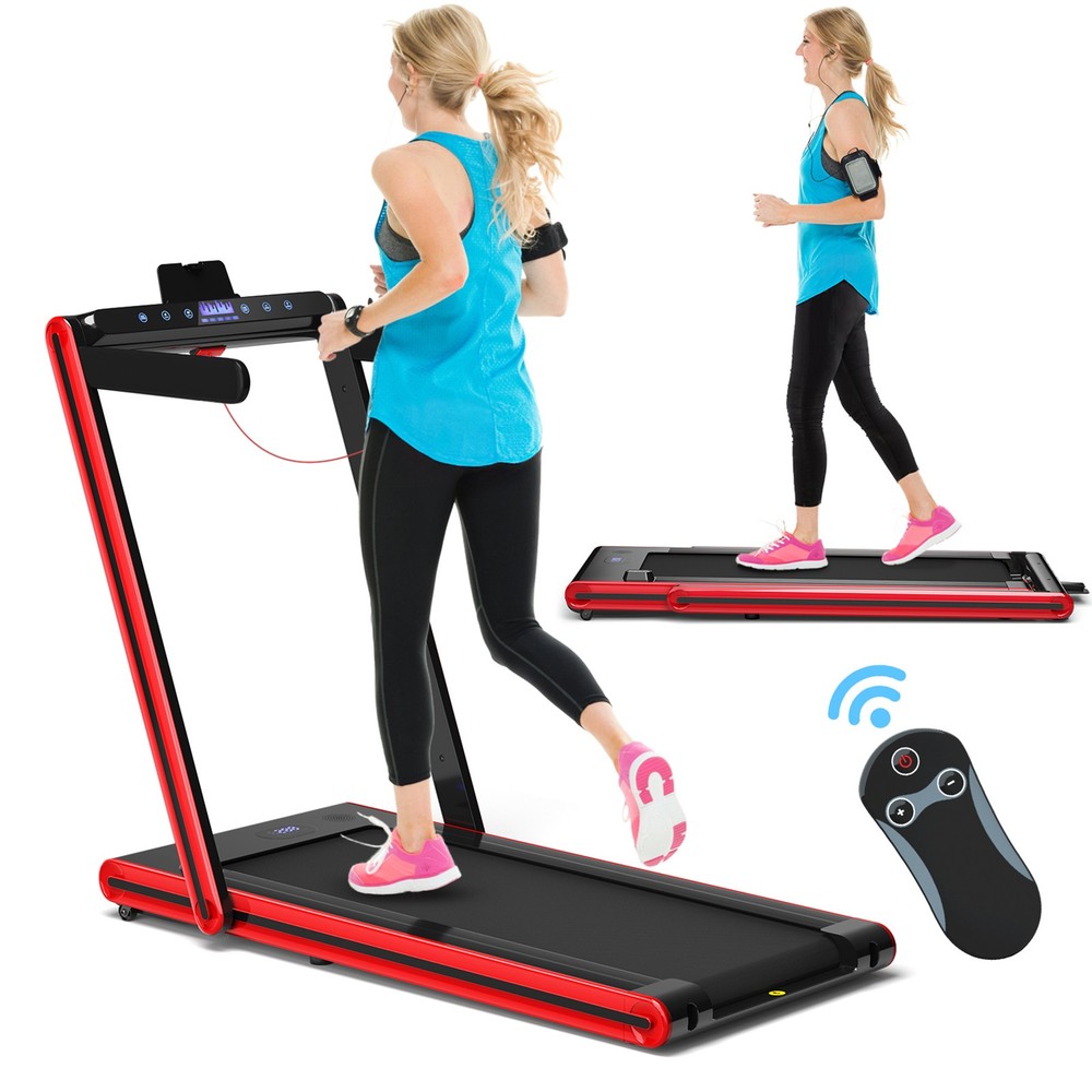 2.25HP Folding Treadmill 2-in-1 Walking Running Machine w/ APP & Remote Control