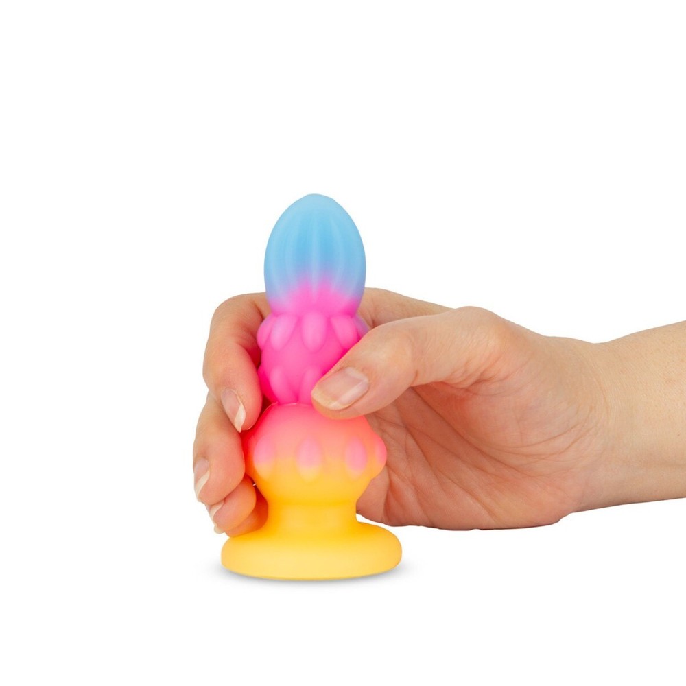 Glow in the Dark 4.25" Soft Squeezable Silicone Beaded Bumpy Anal Butt Plug