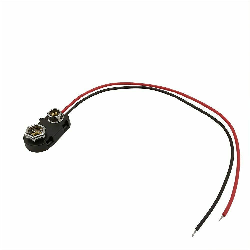 2X 9V BATTERY SNAP CONNECTOR CLIP HARD SHELL WIRED