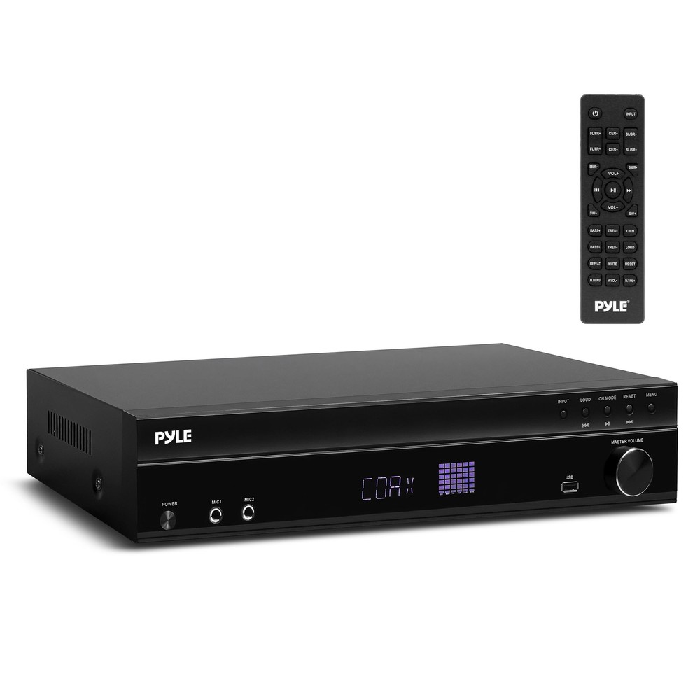 Pyle 5.2 Channel Bluetooth Receiver, 2x 4" 200W Black Speakers + Wireless Mic