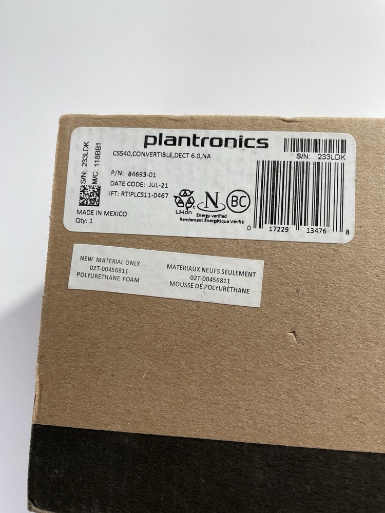 Complete PLANTRONICS CS540 84693-01 Wireless Headset System