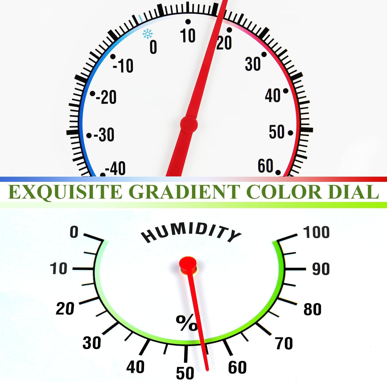 13.25 Inch round Thermometer with Hygrometer, Large Indoor Wall Patio Bimetal We