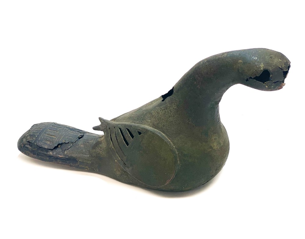 Bronze Archaic Incense Burner Formed Bird
