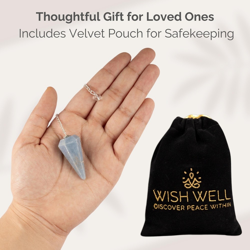 Angelite Pendulum Crystal, Faceted Pendulum Divination Tools, Dowsing Pendulum C