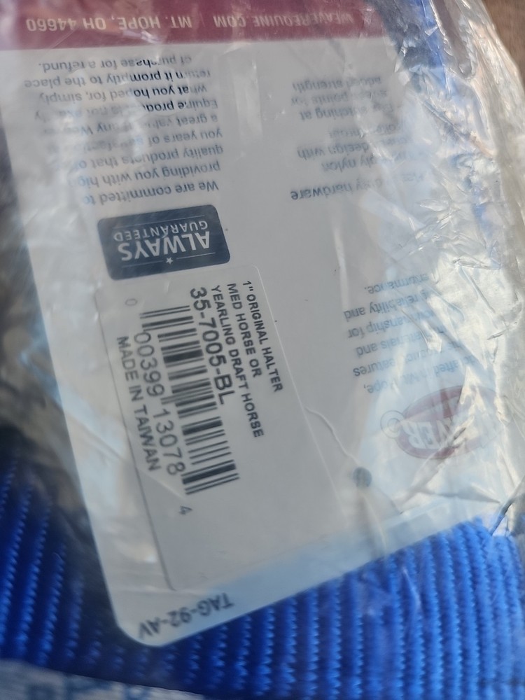 Weaver Leather Nylon Adjustable Draft Horse Halter, 1", Average, Blue-NWT