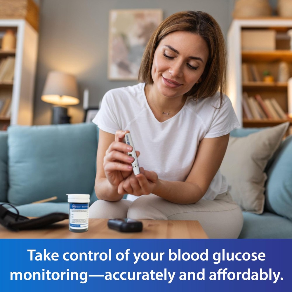 Blood Glucose Meter Bundle - Bluetooth Compatible, 100 Test Strips, 100 Lancets