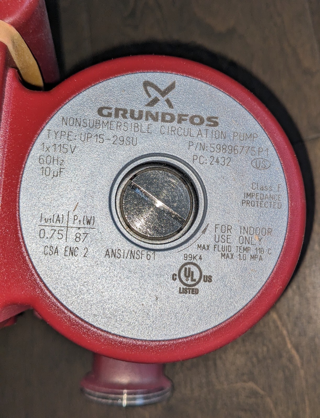 GRUNDFOS Circulating Pump UP15-29SU/LC 59896775
