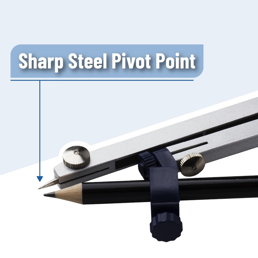 Mr. Pen- Compass for Geometry, with Pencil, Drawing Silver